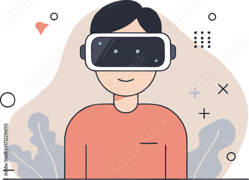 Virtual reality experience with geometric decorations