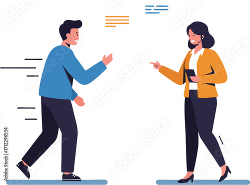 Business meeting Man greeting woman