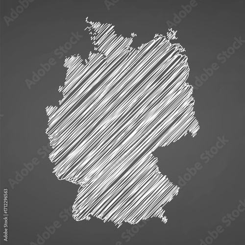 German map hand drawn sketch. Vector concept illustration flag, scribble map. Country map for infographic, brochures and presentations isolated on black background. Vector illustration