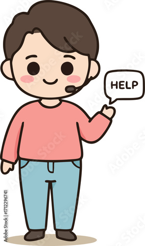 Cartoon man needing assistance