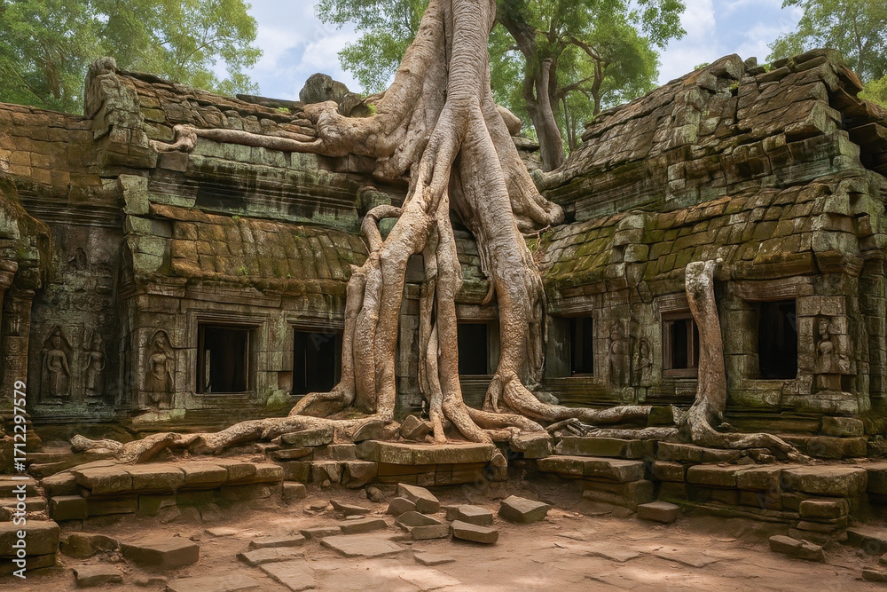 Fototapeta premium Classical picture of Ta Prohm Temple, Angkor, Cambodia