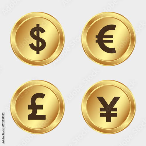 set of golden dollar symbols
