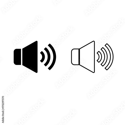 "Speaker Volume Icon Set for Audio, Sound, and Media Interface Design"