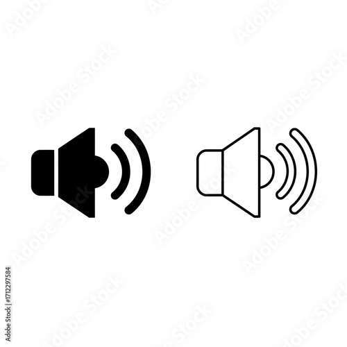 "Speaker Volume Icon Set for Audio, Sound, and Media Interface Design"