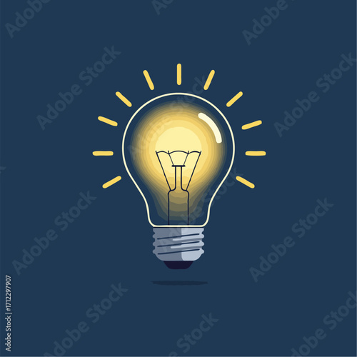 Illuminated lightbulb radiates brightness and innovation