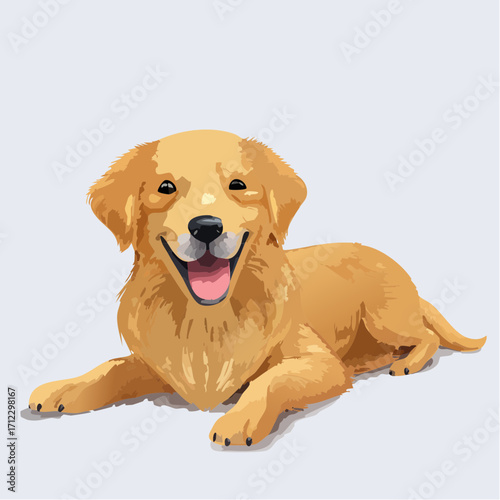 Adorable golden retriever smiling sweetly, a happy, loyal companion dog