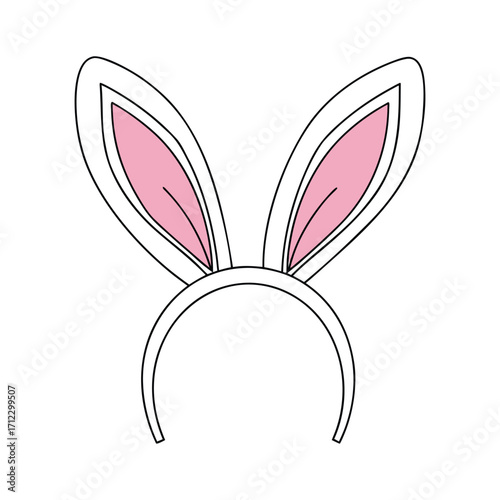 Pink and white bunny ears headband graphic illustration vector