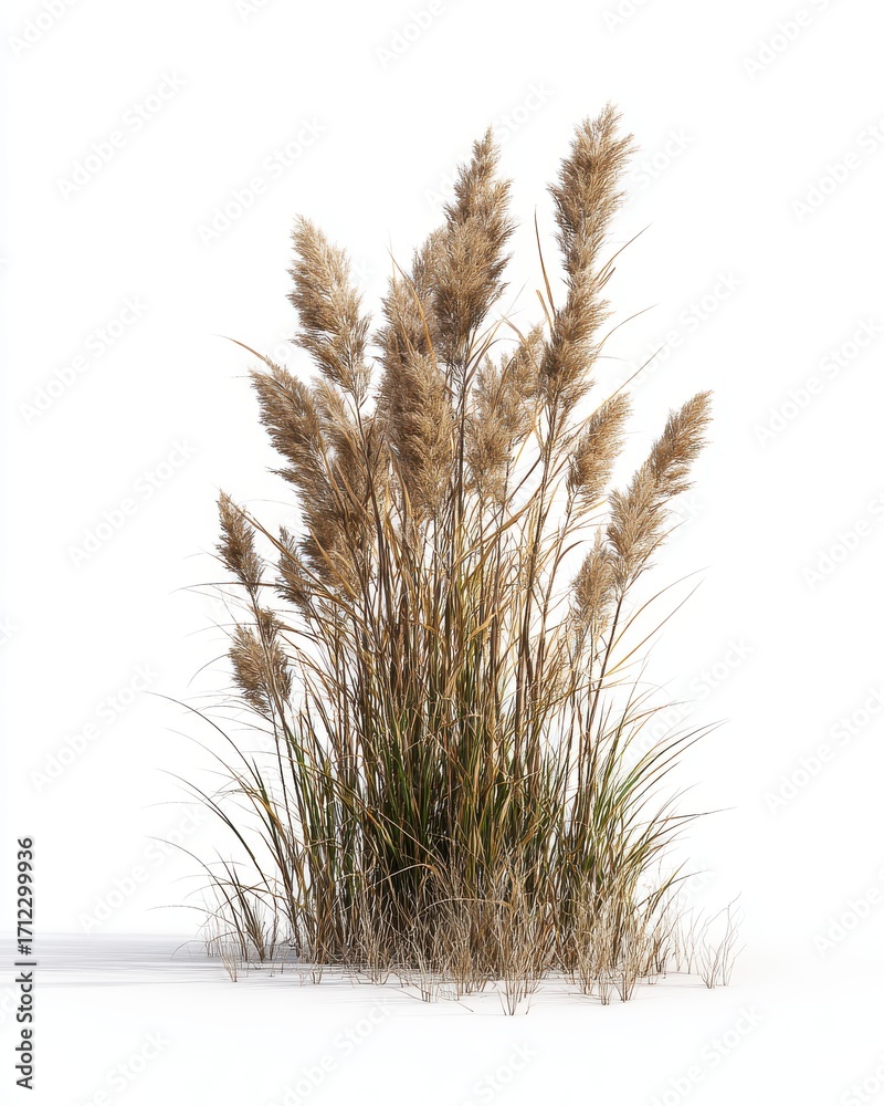 Fototapeta premium Elegant Pampas Grass Plant against a Minimalist White Background