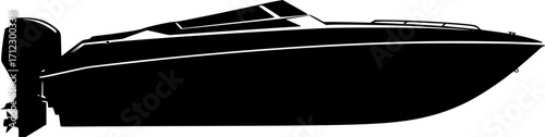 Speed boat transport vehicle nautical vessel silhouette vector illustration