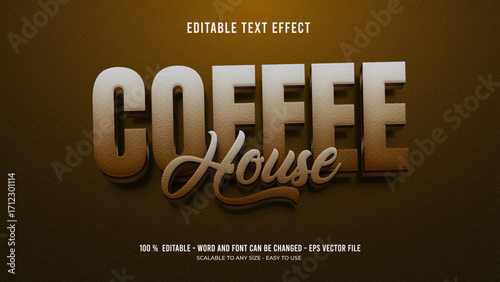 coffee house editable text effect 3d vector