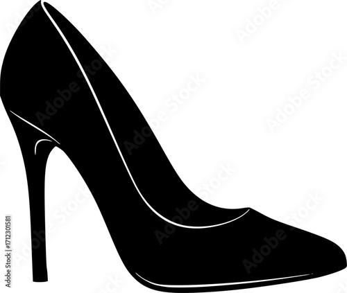 Elegant high heel shoe fashion footwear style silhouette vector illustration