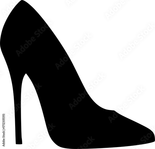 Elegant high heel shoe fashion footwear style silhouette vector illustration