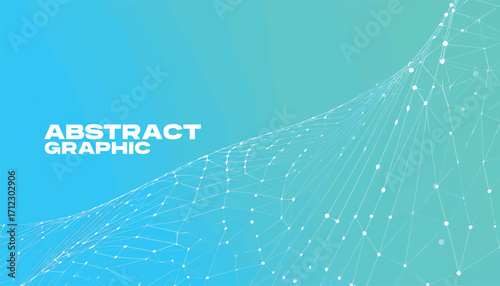 Abstract Teal Network Graphic with Connecting Dots and Lines