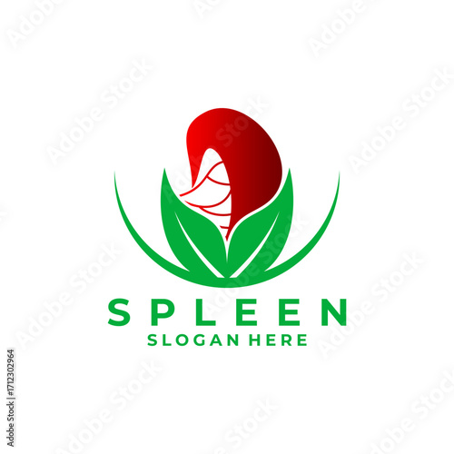 Spleen Leaf logo design vector template. Healthy Spleen nature logo design