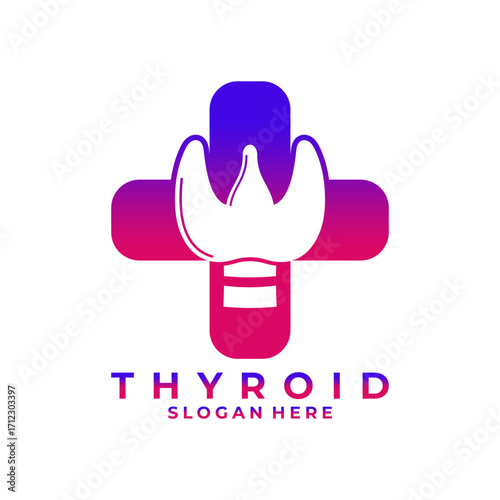 Thyroid Health medical logo vector template. Hospital logo design