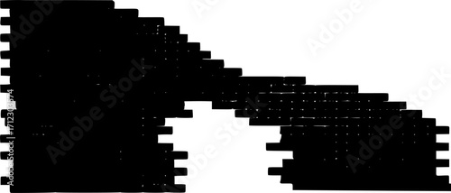 Cracked brick wall damaged architecture destruction silhouette vector illustration