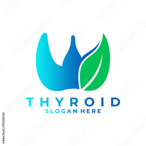 Thyroid leaf logo design vector icon. Nature medical treatment logo design template