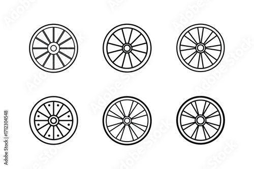 classic wagon wheel line art vector illustration