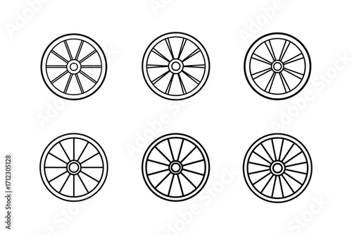 classic wagon wheel icon line art vector illustration