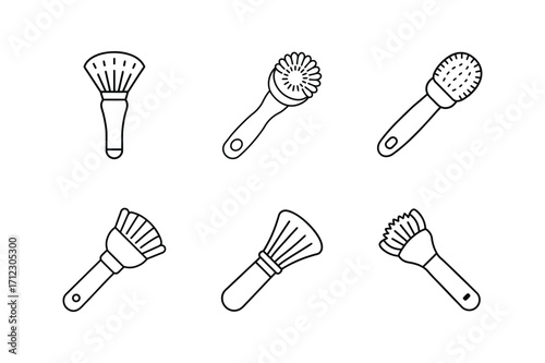 facial brush line art vector illustration