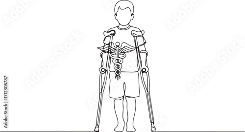 World Polio Day Line Art Silhouette Awareness Illustration