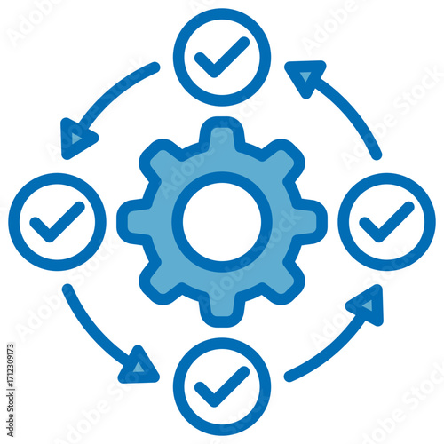 Integration Blue White Icon Editable Stroke