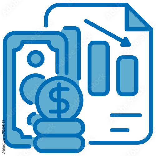 Deficit Blue White Icon Editable Stroke
