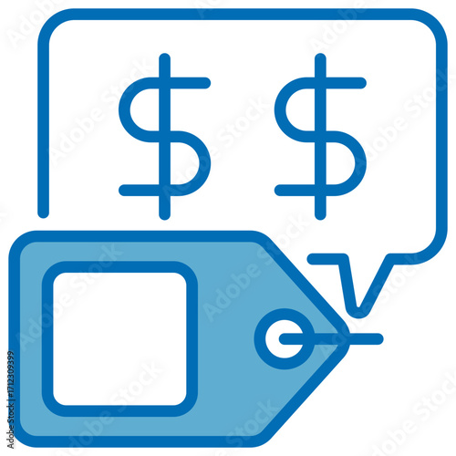 Price Blue White Icon Editable Stroke