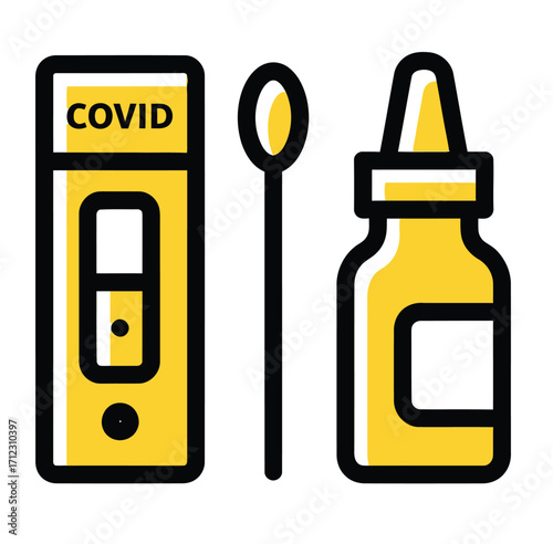 Illustration of a covid 19 rapid antigen test kit