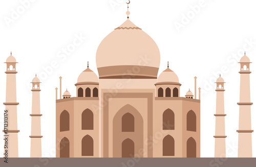 Flat Vector Illustration of Taj Mahal