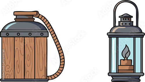 Vintage lanterns illuminate the darkness, showcasing antique lighting solutions with rustic charm and historical significance, evoking a sense of nostalgia.