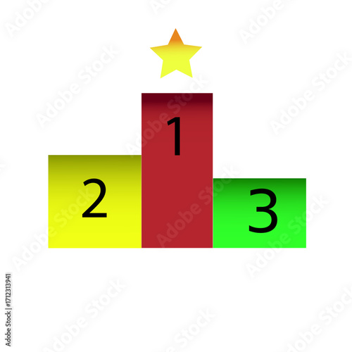 Winner's podium vector icon for first, second, and third place, symbolizing success, competition, and achievement.