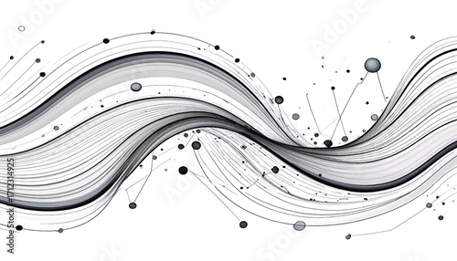 Abstract Gray Wave Lines and Dots Pattern