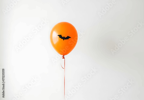 Vector art of orange halloween balloon with a black bat silhouette, , symbolizing the spooky holiday and festive decoration