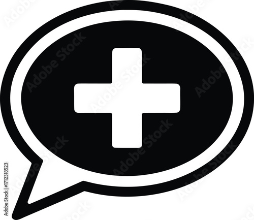 Health support chat vector icon.