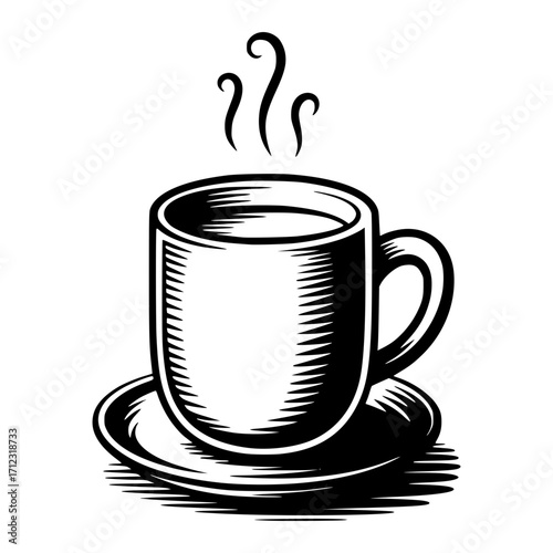 Vector silhouette of a cup with a hot drink.