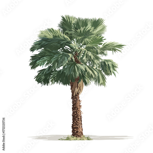 Minimal 2D flat vector of a Bottle Palm, icon-style illustration on a white background