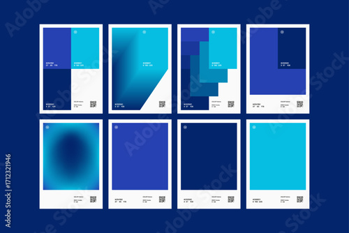 Set of Multiple Blue Pulse Color Pallette Poster Design
