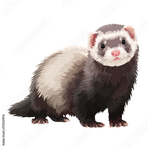 Ferret, 2D flat vector illustration in icon style, isolated on a white background
