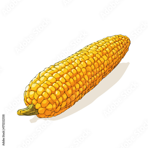 Flat 2D Corn vector illustration, icon graphic on white background