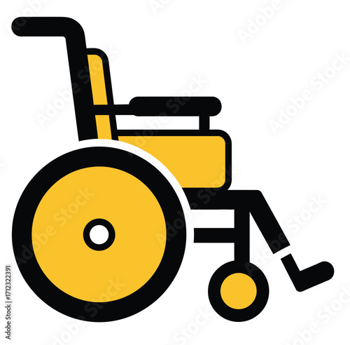 Simple yellow wheelchair icon for mobility assistance