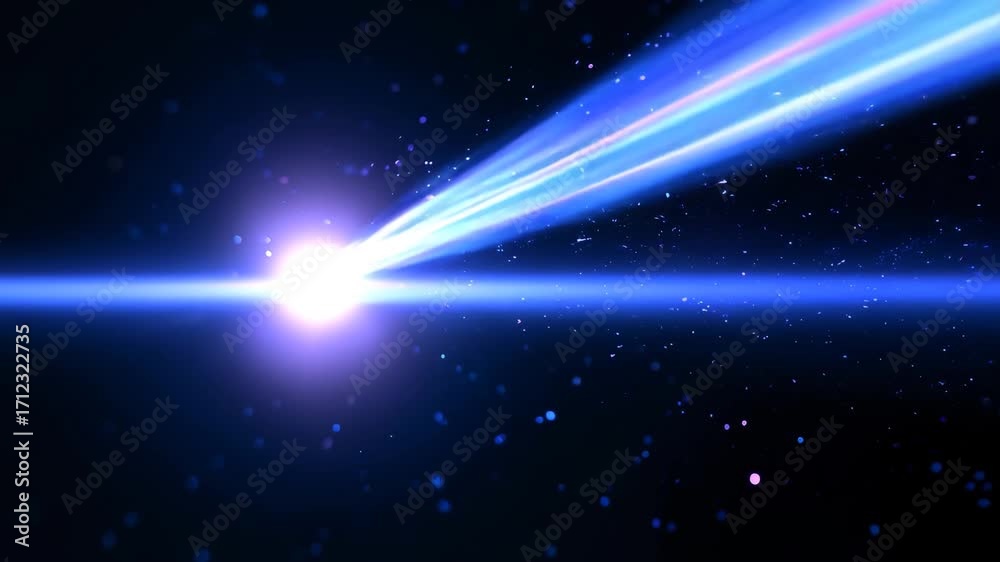 Glowing comet with radiant blue-purple light trail in cosmic deep space