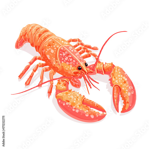 Minimal 2D flat vector of a Lobster Thermidor, icon-style illustration on a white background
