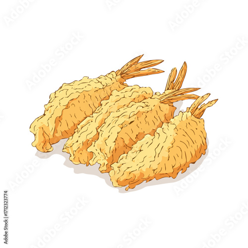 Flat 2D Tempura vector illustration, icon graphic on white background