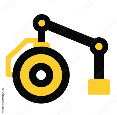 Industrial robotic arm with wheel and base