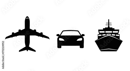 Transportation Methods Airplane, Car, and Ship