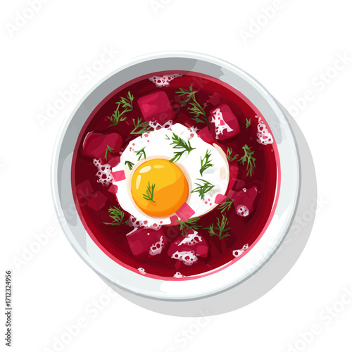 Minimal 2D flat vector of a Borscht, icon-style illustration on a white background