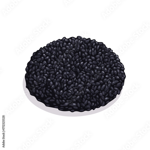 2D flat vector graphic of a Risotto Nero in icon style, isolated on white background