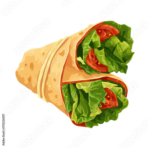 Caesar Wrap, 2D flat vector illustration in icon style, isolated on a white background