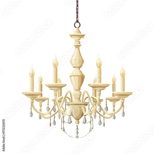Minimal 2D flat vector of a Chandelier, icon-style illustration on a white background